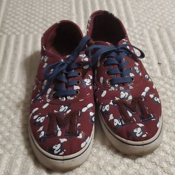 Disney's Maroon Mickey Mouse letterman vans style sneakers - Picture 2 of 9